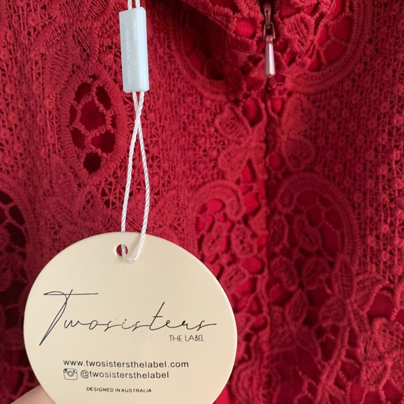 Red Lace Two Sisters Mermaid Dress - Picture 3 of 9